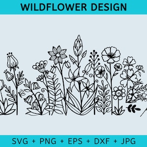 Arquivo Svg de coroa de flores silvestres para cricut, Buquê de flores silvestres SVG PNG, PNG de flores silvestres populares, Arquivos de corte de silhueta