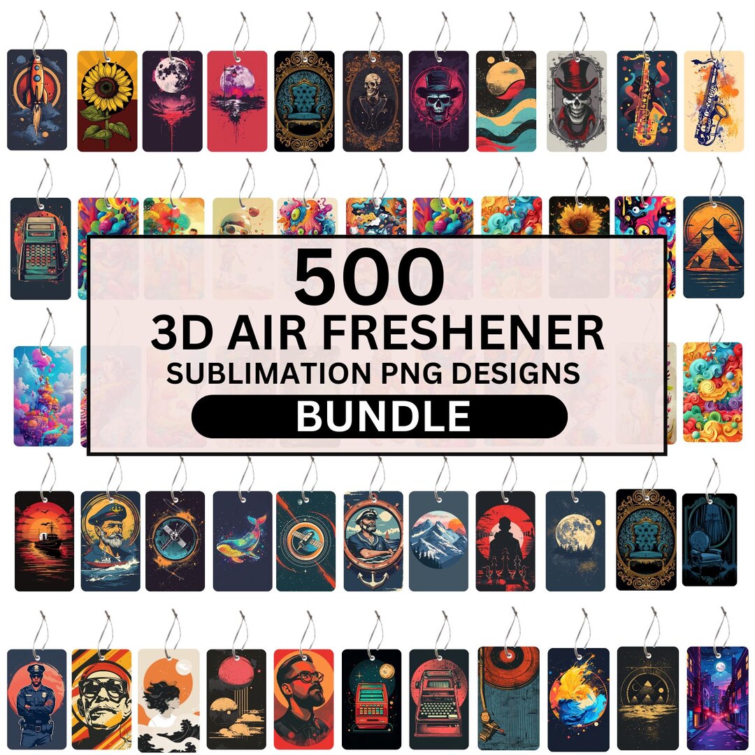 500 3D Vintage Air Freshener Bundle, Retro Sublimation Designs, Classic ...