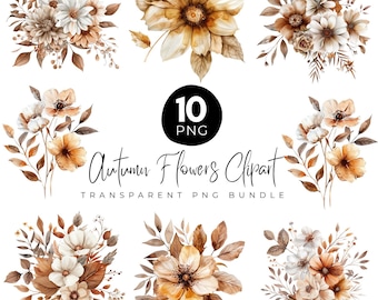 Clipart de flores de outono, clipart de boho de terracota, clipart de aquarela floral, aquarela de flores de outono, clipart de casamento de outono boho