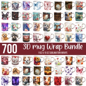 Oltre 700 design per sublimazione di tazze 3D, tazze con fiori di campo, tazze da 11 e 15 once PNG, tazze a farfalla, tazze con animali, design per tazze da caffè