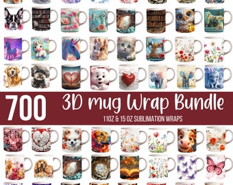 Mais de 700 designs de sublimação para canecas 3D, canecas com flores silvestres, canecas PNG de 11 onças e 15 onças, canecas de borboleta, canecas de animais, designs de canecas de café