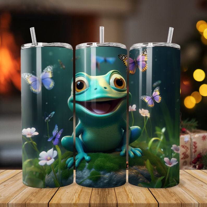 Frog Watercolor 20oz Skinny Tumbler Sublimation Png, Cute Frog Tumblers ...