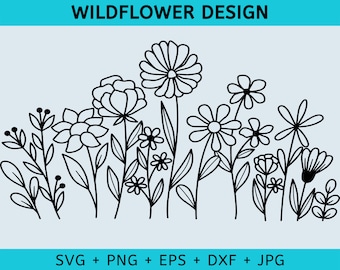 Wildflowers SVG design, Wild flower SVG file for Cricut, Wildflower SVG