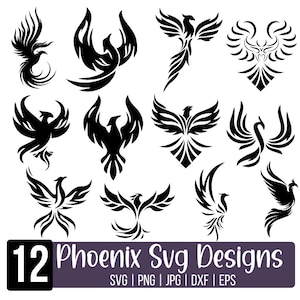 Phoenix SVG-bundel, Phoenix Svg, Phoenix Vector, Phoenix vogels, Phoenix Clipart, Phoenix ontwerpen, Cricut Cut svg png, digitale download