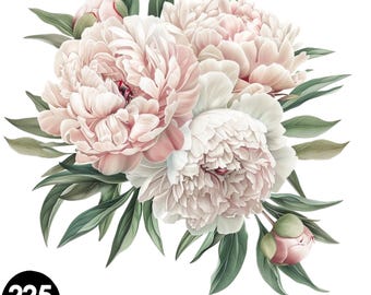 225 Watercolor Floral Clipart Bundle, Pastel Pink Flower PNG, Floral Bouquets PNG, Wedding Flowers Clipart, Dusty Roses Floral Clipart