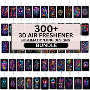 300+ Air Freshner PNG Bundle, Neon Glow Cartoon Characters & Fun Designs Bundle, Digital Download