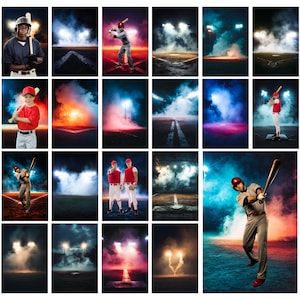 Pacchetto di 100 fondali digitali da baseball, luci dello stadio di baseball, fondali da football, sfondi per campi da baseball, sfondi per Photoshop