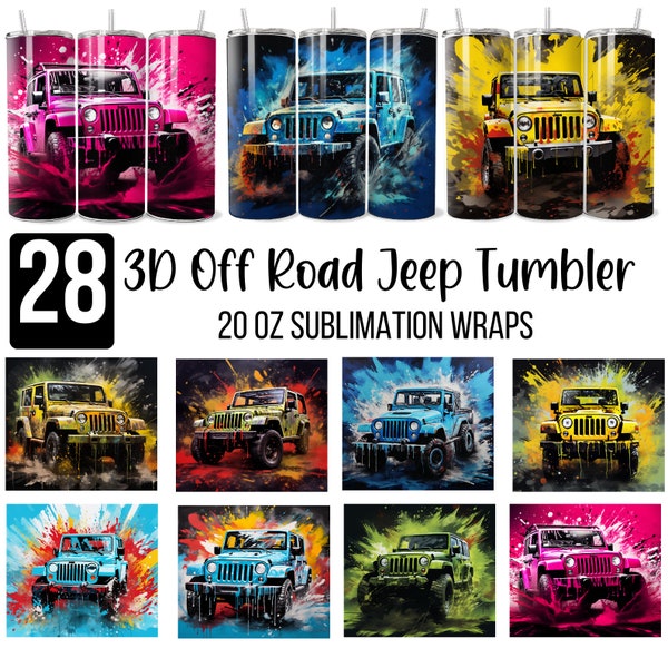 Off Road Tumbler Wrap PNG Bundle, 20 Skinny Off Road Jeep Tumbler, Paint Splatter Tumbler Wrap, Sublimation Tumbler Wrap, Digital Download