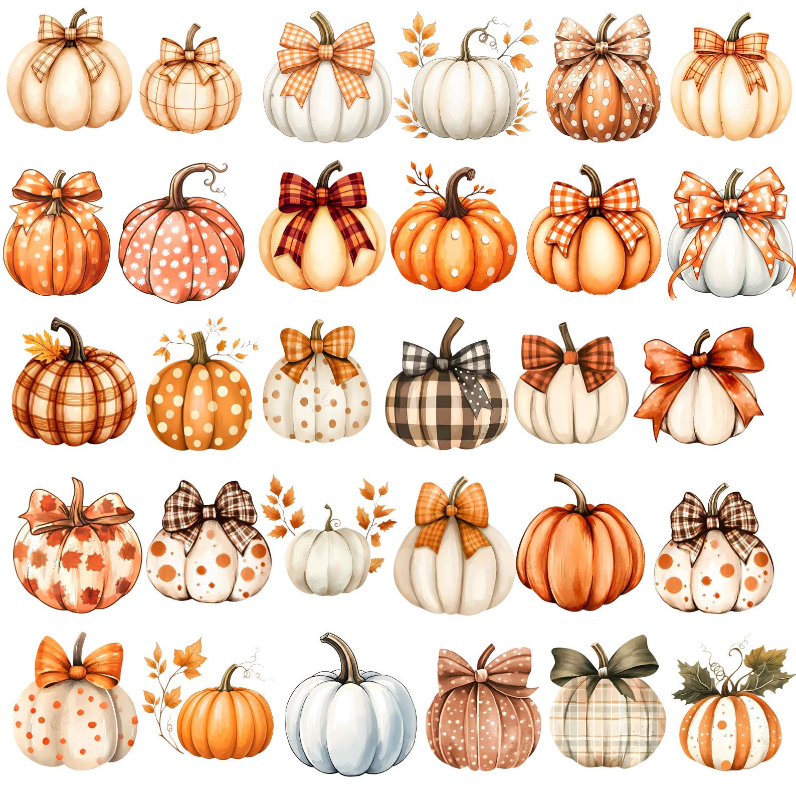 Watercolor Pumpkin Clipart Bundle, Fall Pumpkin PNG, Autumn Harvest ...