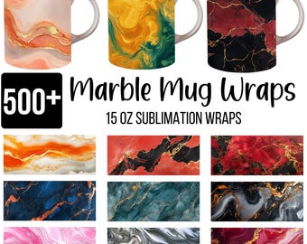 Más de 500 envoltorios para tazas de mármol, elegantes diseños de sublimación con espirales, gráficos de mármol lujosos y realistas para tazas, paquete PNG de envoltorios para tazas de 15 oz