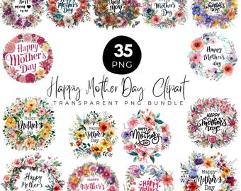 Mothers Day Wreath Design Png Bundle,  Happy Mothers Day, Floral watercolors Digital Design, Happy Mother's Day, Digital Download