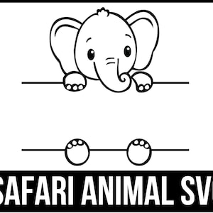 Elefant svg, Split Safaritiere, Safaritiere umreißt svg, Safari, Studentennamensschild, Namensrahmen svg, Schulklassenzimmeretikett Kids_SD