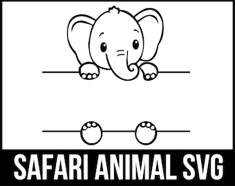 Elephant svg, Split Safari animals, Safari animals outline Svg, Safari, Student name tag, name frame Svg, School Classroom label Kids_SD