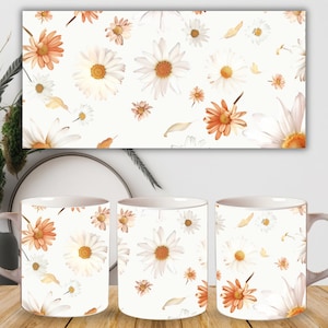 Wildflowers Mug sublimation designs, Watercolor Floral 15oz mug wraps png, Spring mug template designs, Flower Mug Sublimation Design