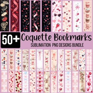 50+ Coquette Bookmarks PNG Bundle, Croquette Bow Book, Reading Social Club, Girly bows coquette, Bookmark digital download