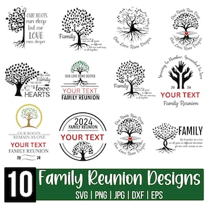 Arbre généalogique avec citation svg, svg réunion de famille 2024, notre amour est plus profond, nos racines sont profondes, lot SVG arbre avec racines, arbre de vie