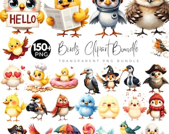 Watercolor Birds Png Bundle, Bird On Branch, Bird Species Images, Bird Sublimation, Bird Illustration, Scrapbooking, Digital Download