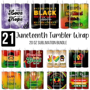 Lot d'emballages pour gobelet 21 juin, sublimation 20 oz PNG, dessins et modèles de gobelet pour le mois de l'histoire des Noirs, modèles western 20 oz