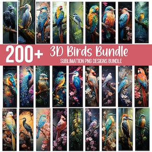 200+ Vögel Lesezeichen Bundle, Lesezeichen Sublimationsdesigns, Flamingo, Papagei & Eule Lesezeichen png, Druckbares Lesezeichen Png, digitaler Download