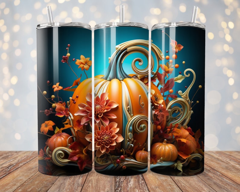 Fall Pumpkins Tumbler PNG Bundle, Fall Tumbler Wrap Png, 20oz Skinny ...