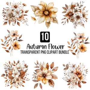 Clipart de flores de outono, clipart de boho de terracota, clipart de aquarela floral, aquarela de flores de outono, clipart de casamento de outono boho