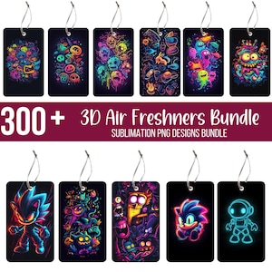 300+ Air Freshner PNG Bundle, Neon Glow Cartoon Characters & Fun Designs Bundle, Digital Download