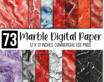 73 Marble Digital Paper Pack Seamless Patterns, Backgrounds Scrapbooks Texture, White marble paper, Black Marble, Red Marble, Gold Marble
