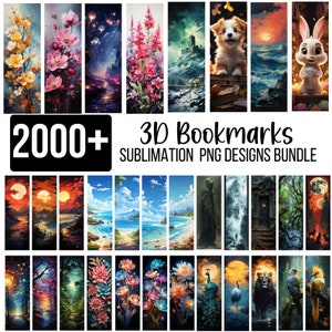 2000+ Lesezeichen Mega Bundle, Lesezeichen Sublimation Png-Designs, Blumen, Katzen- & Hunde-Lesezeichen, Fantasiewald, Tiere Lesezeichen Png druckbar