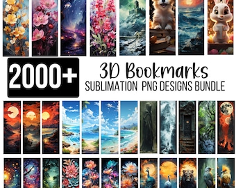 2000+ Bookmark Mega Bundle, Bookmark Sublimation Png Designs, Floral, Cat & Dog Bookmark, Fantasy Forest, Animals Bookmark Png Printable