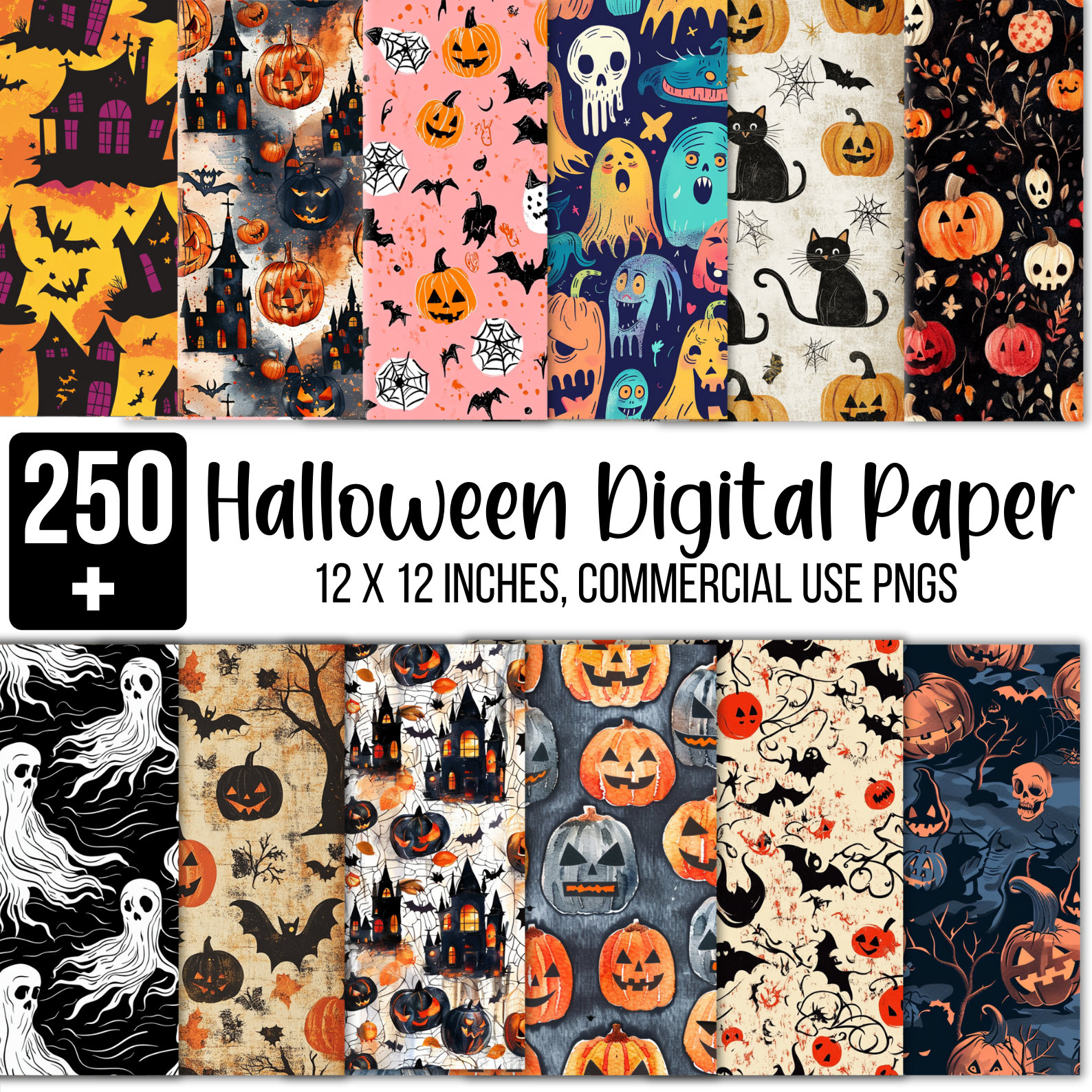 250+ Halloween Digital Paper Bundle, Vintage Halloween Png, Classic ...