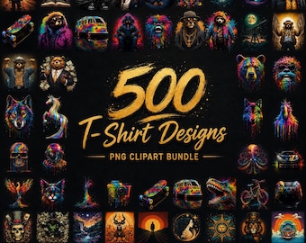 500 T Shirt Design Bundle, Colorful Tshirt Designs, T Shirt Sublimation Bundle, T Shirt Designs For Men Woman Kids, digital Download