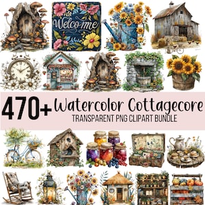 Plus de 470 cliparts Cottagecore, aquarelle printemps Cottagecore PNG, graphisme Nature campagne, Images de livre cottage, graphismes cosy rat de bibliothèque