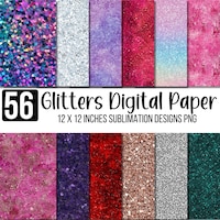 Pink Holographic Glitter Digital Paper, Commercial Use (digital ...