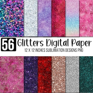 50 Glitters PNG Bundle, glänzende Glitzer-Hintergründe, Nahtlose Glitter Textur PNG, Glitter Papier, Scrapbook Papier