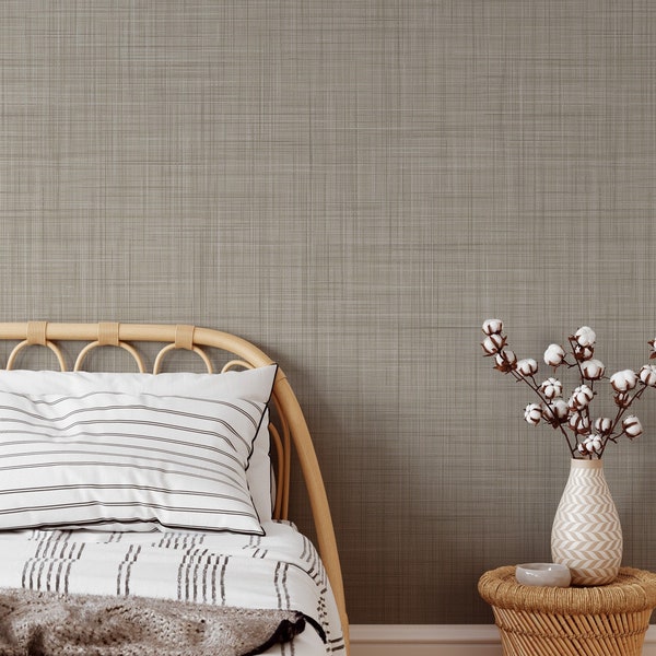Removable linen textured wallpaper- Peel and stick and Traditional wallpaper -  3401