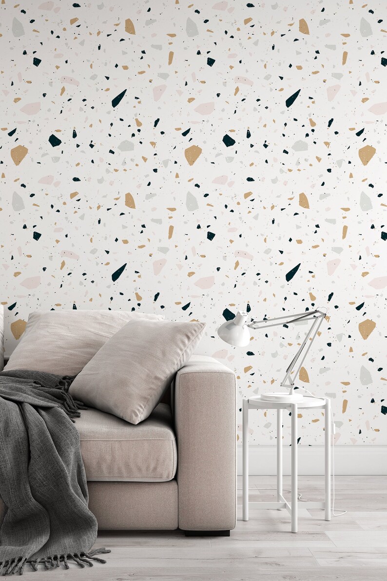 Boho Multicolor Terrazzo Peel and Stick Removable Wallpaper Etsy