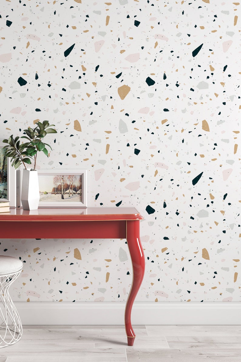 Boho Multicolor Terrazzo Peel and Stick Removable Wallpaper Etsy