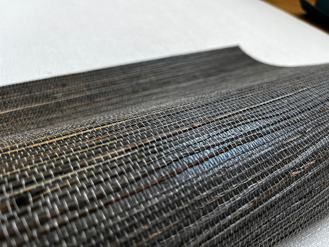 Natural Hemp Grasscloth Dark Graphite Black Wallpaper Painted in Matte ...