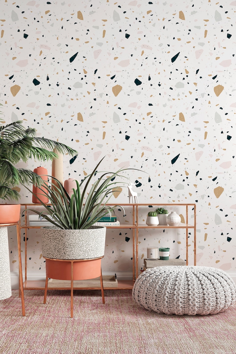 Boho Multicolor Terrazzo Peel and Stick Removable Wallpaper Etsy