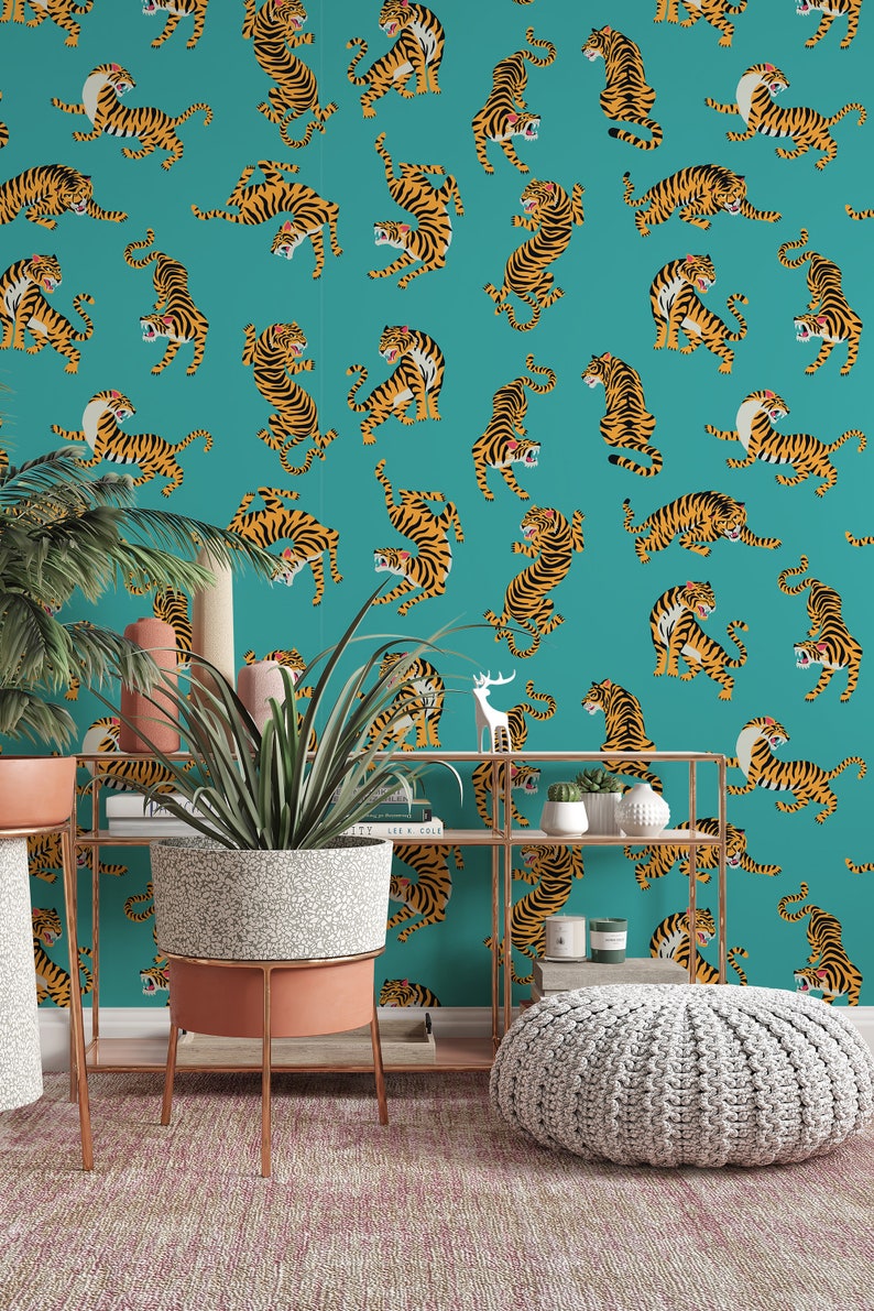 Wallpaper Tigers Pattern Peel and Stick Removable Wallpaper 3355 Etsy