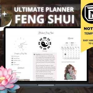Planificador de Feng Shui para Notion - Herramienta de organización de aprendizaje de Feng Shui para el equilibrio, la armonía y el crecimiento personal / Planificador digital de Feng Shui