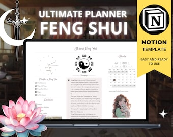 Feng Shui Planner for Notion - Feng Shui Learning Organization Tool for Balance, Harmony, and Personal Growth | Feng Shui Digital Planner