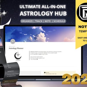 Planificador digital astrológico todo en uno 2025 para Notion, plantilla de planificador digital astrológico 2025 de Notion