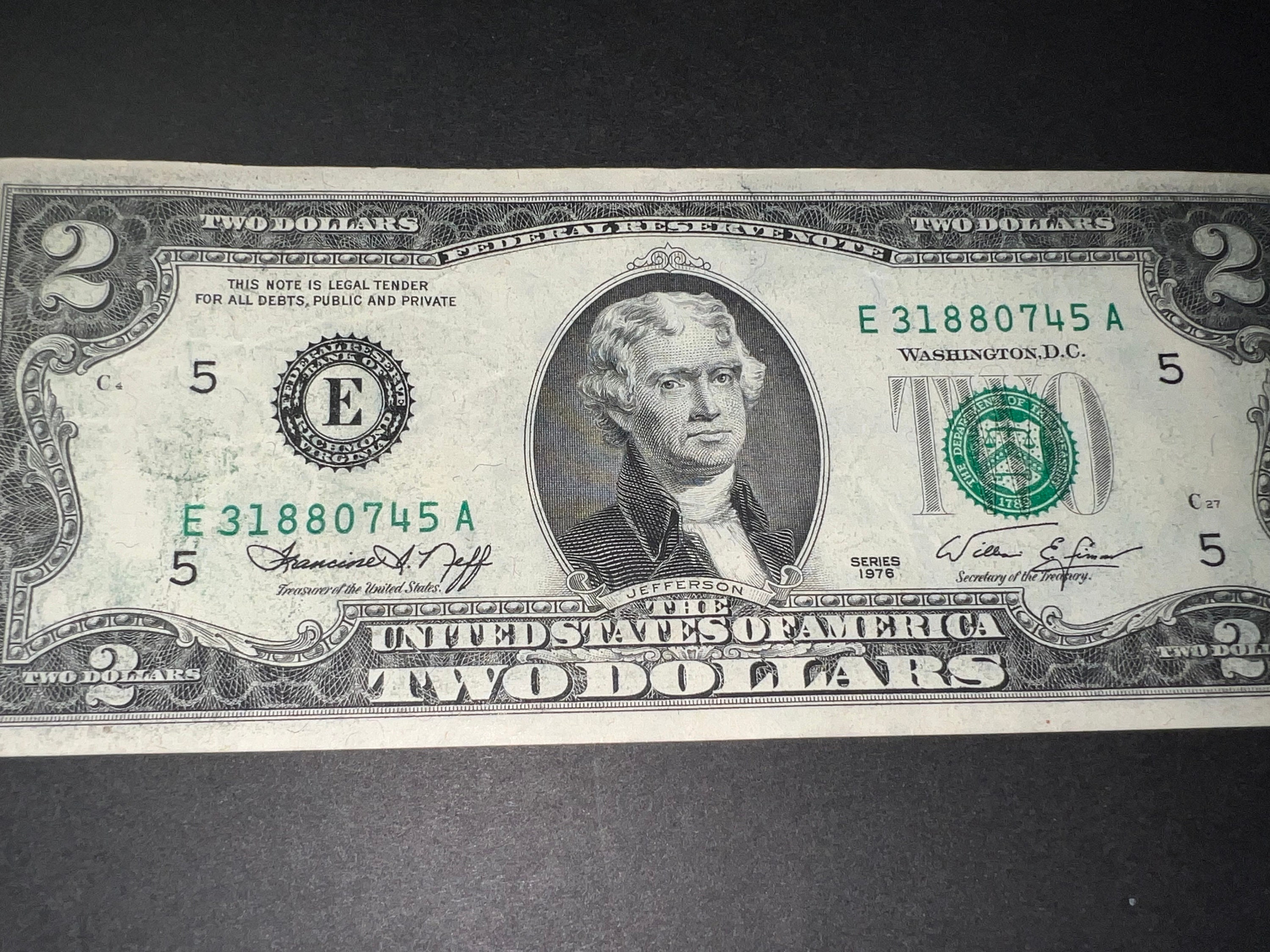 その他 Made in U.S.A.:2 1976 1976 $2 TWO DOLLAR BILL ( NEW YORK “B”) Stamp Flag. DELAWARE