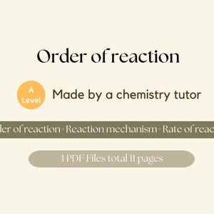 Kinetics Order of Reaction - A level chemistry digital notes