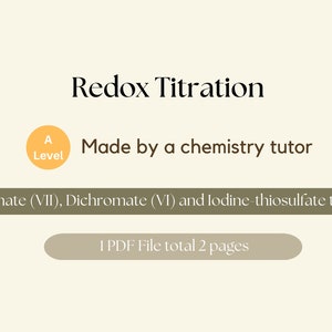 Redox Titration - A level chemistry digital notes