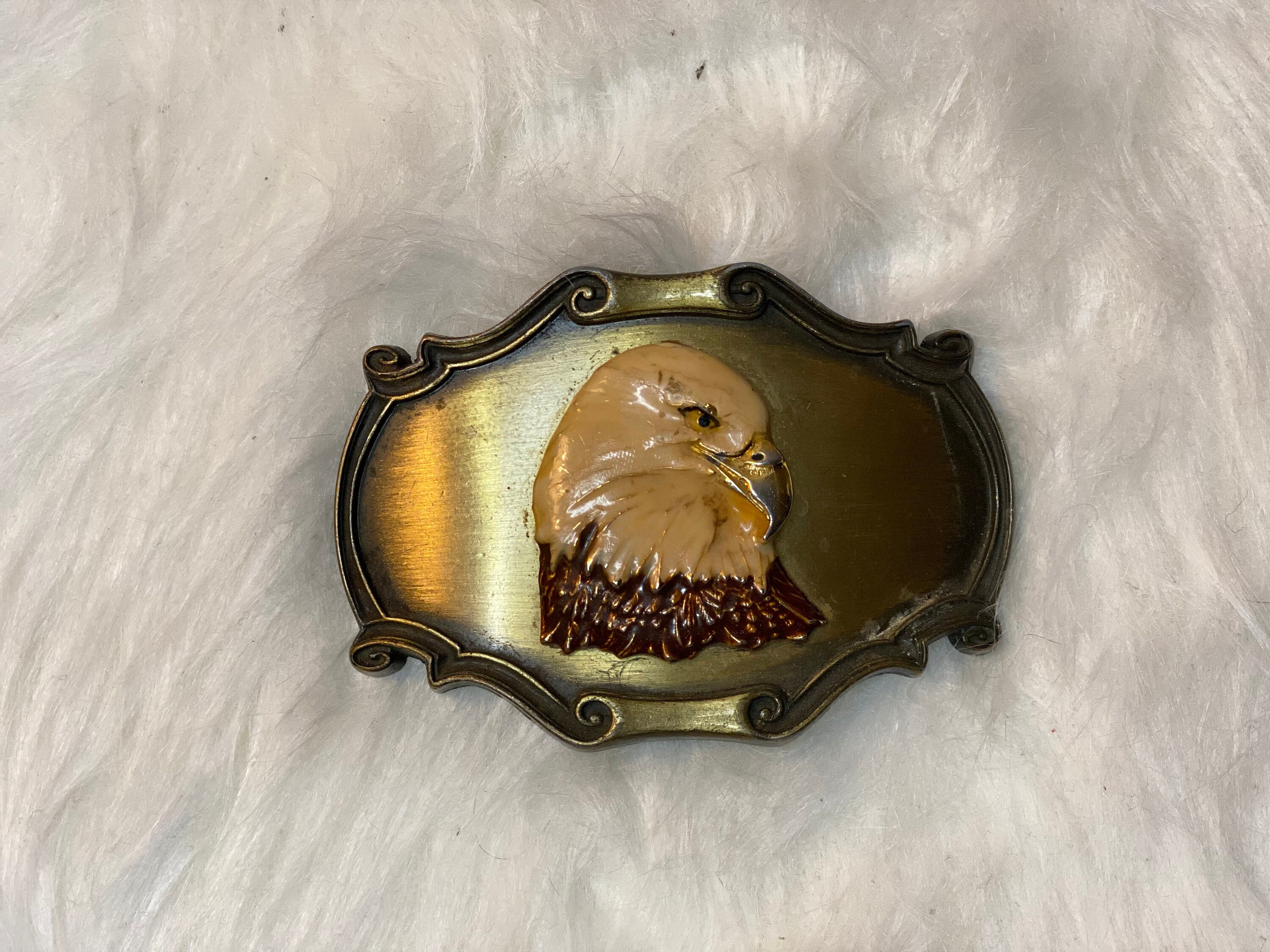 Raintree vintage brass 1978 belt Bald eagle buckle only Vintage 1977 1978 Raintree Eagle Belt Buckle Large Brass  main image 3