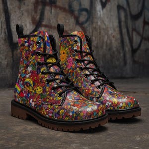 Stivali in pelle con motivo floreale colorato - Stivali eleganti, casual e leggeri per un comfort alla moda