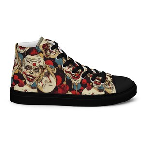 Creepy Clown High Top Canvas Shoes – Unique Statement Sneakers, Artistic Festival Footwear