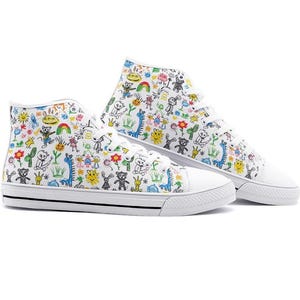 High-Top Costume Converse - Playful Doodle High-Top Canvas Sneakers - Colorful Unisex Shoes for All Ages